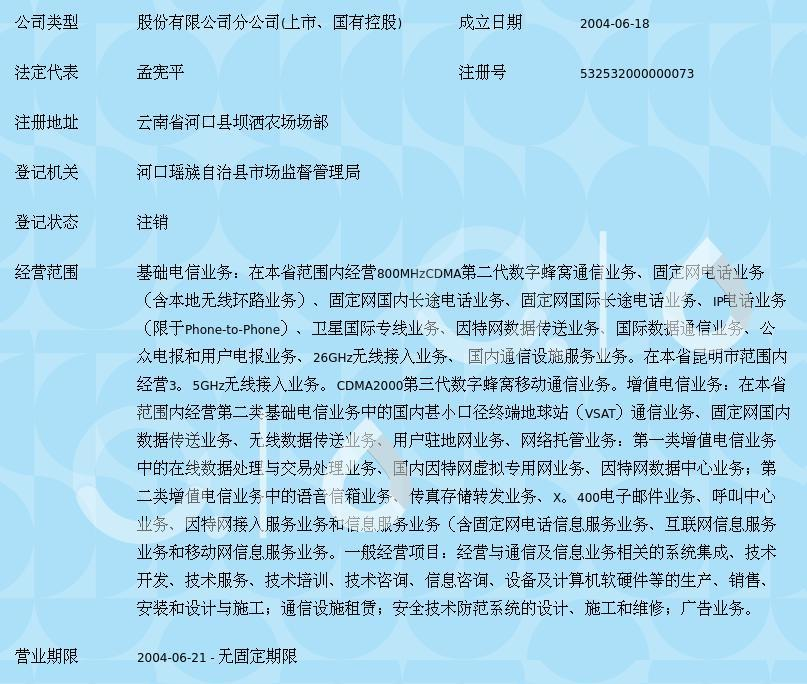 連接邊陲，服務萬家 中國電信股份河口壩灑支局的基礎電信業務